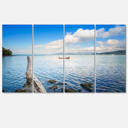 Designart - Small Wooden Boat and Tree Trunk